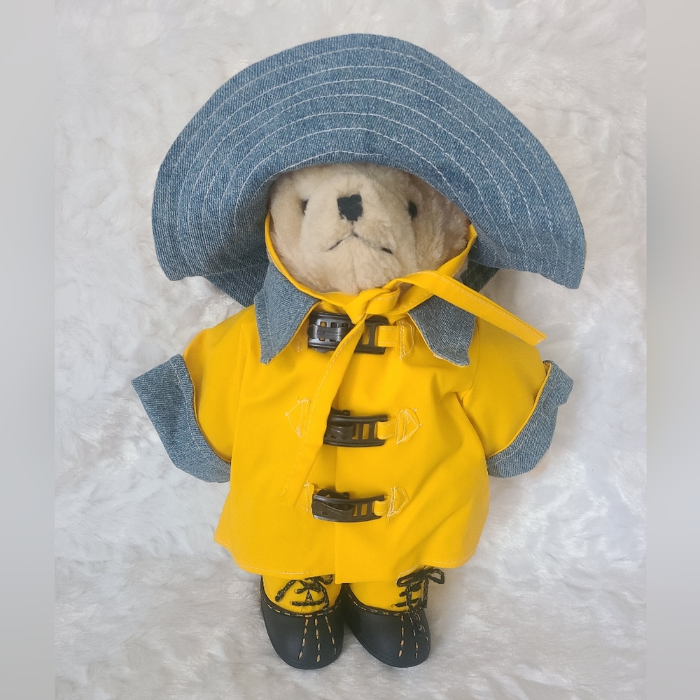 Rare * Vintage Tender Heart Treasures LTD- 1995 12" Teddy Bear In  Raincoat Gear